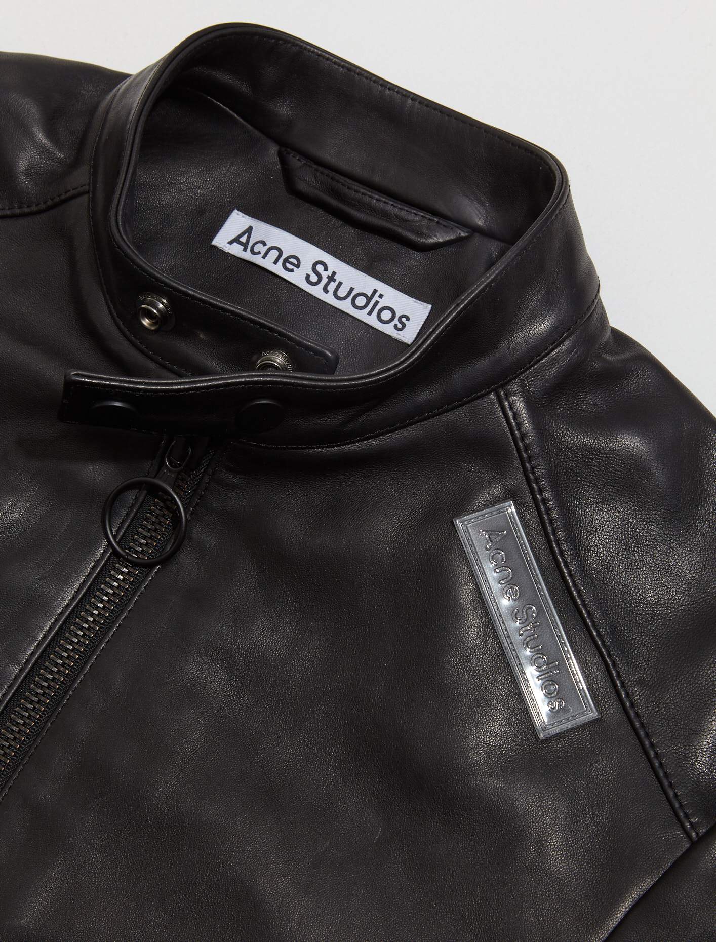 Leather Racer Jacket in Black