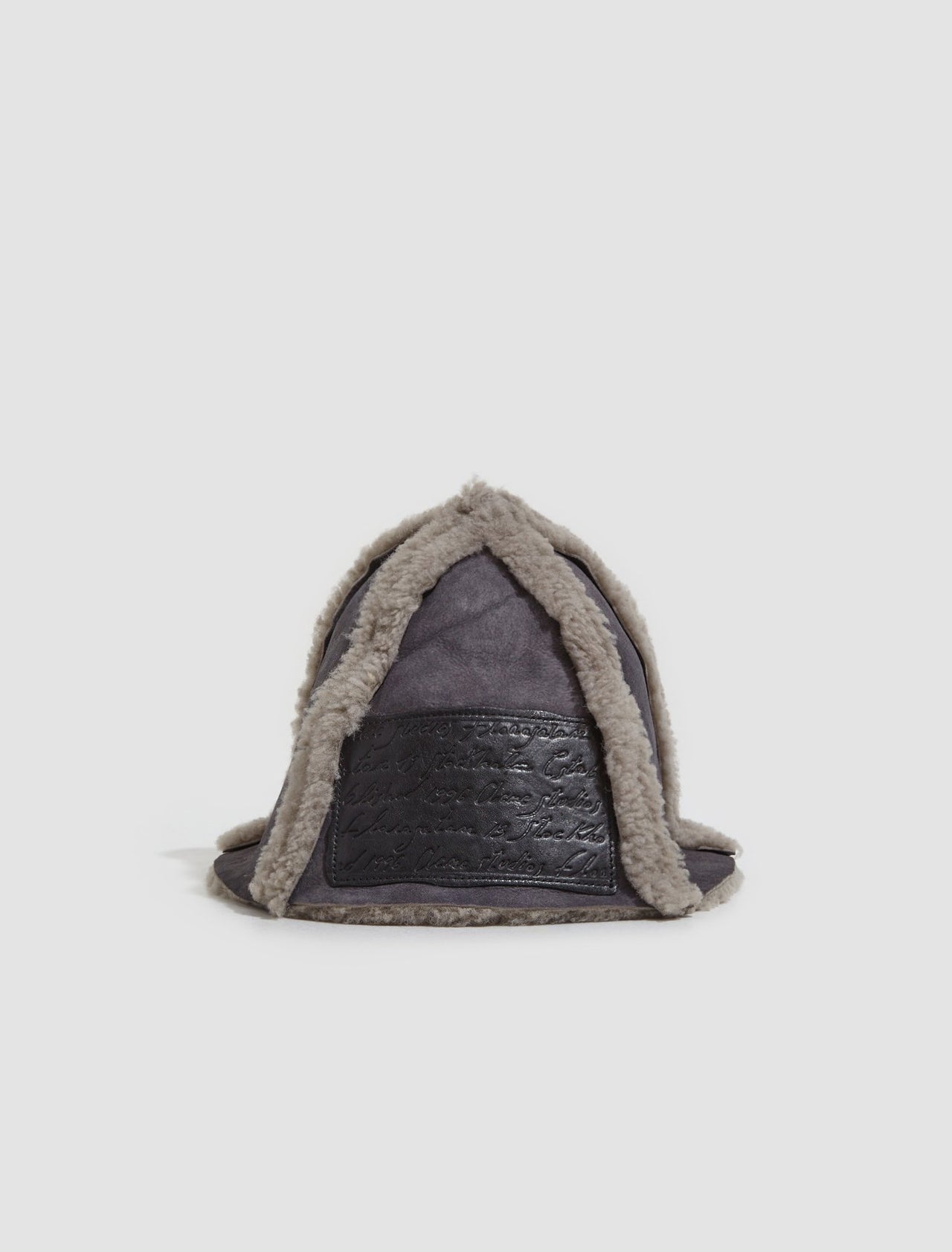 Shearling Bucket Hat in Taupe Grey