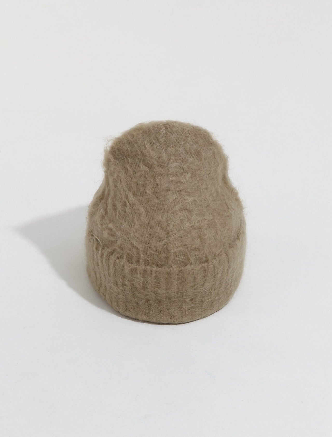 Wool Mohair Beanie in Dark Beige