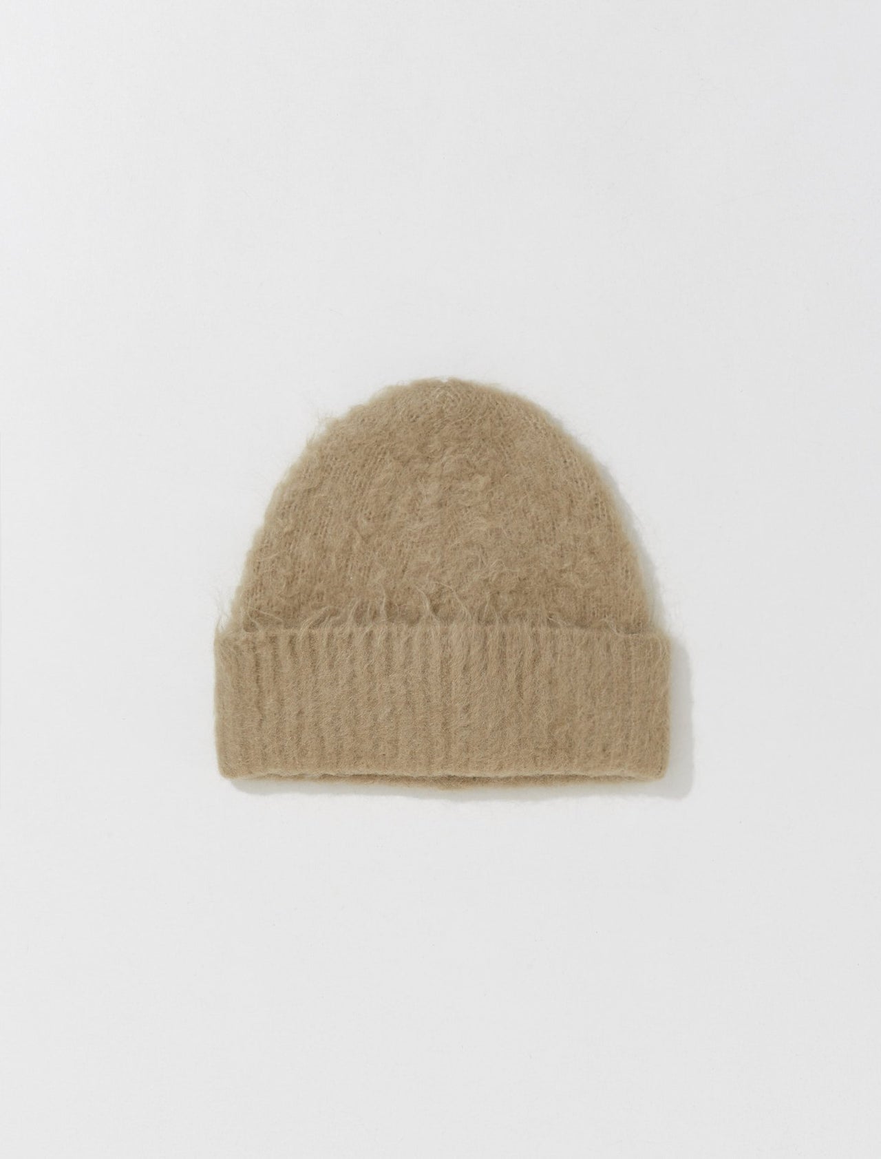 Wool Mohair Beanie in Dark Beige