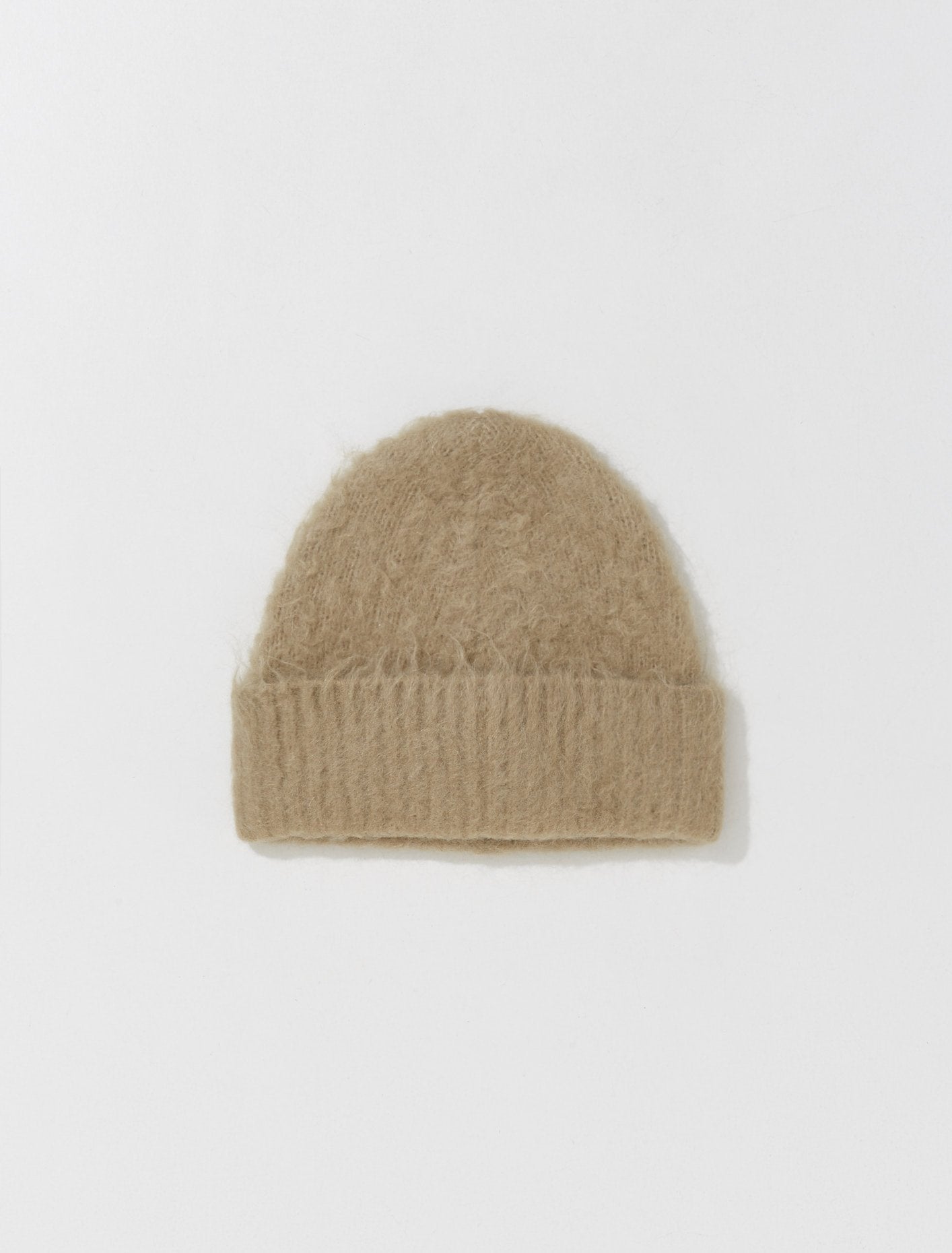 Wool Mohair Beanie in Dark Beige