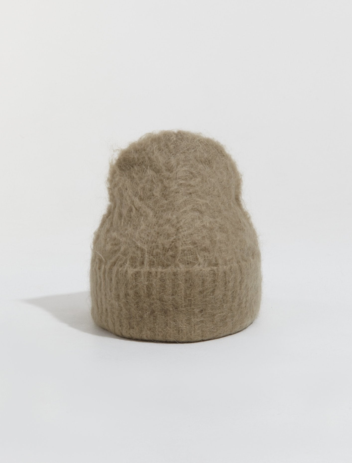 Wool Mohair Beanie in Dark Beige