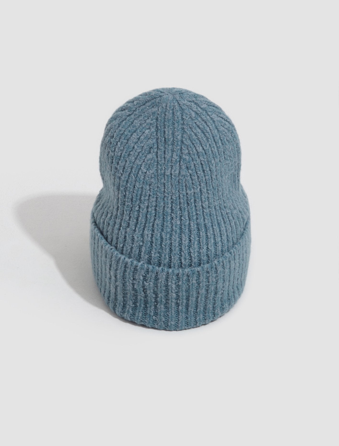 Wool Blend Beanie in Mineral Blue