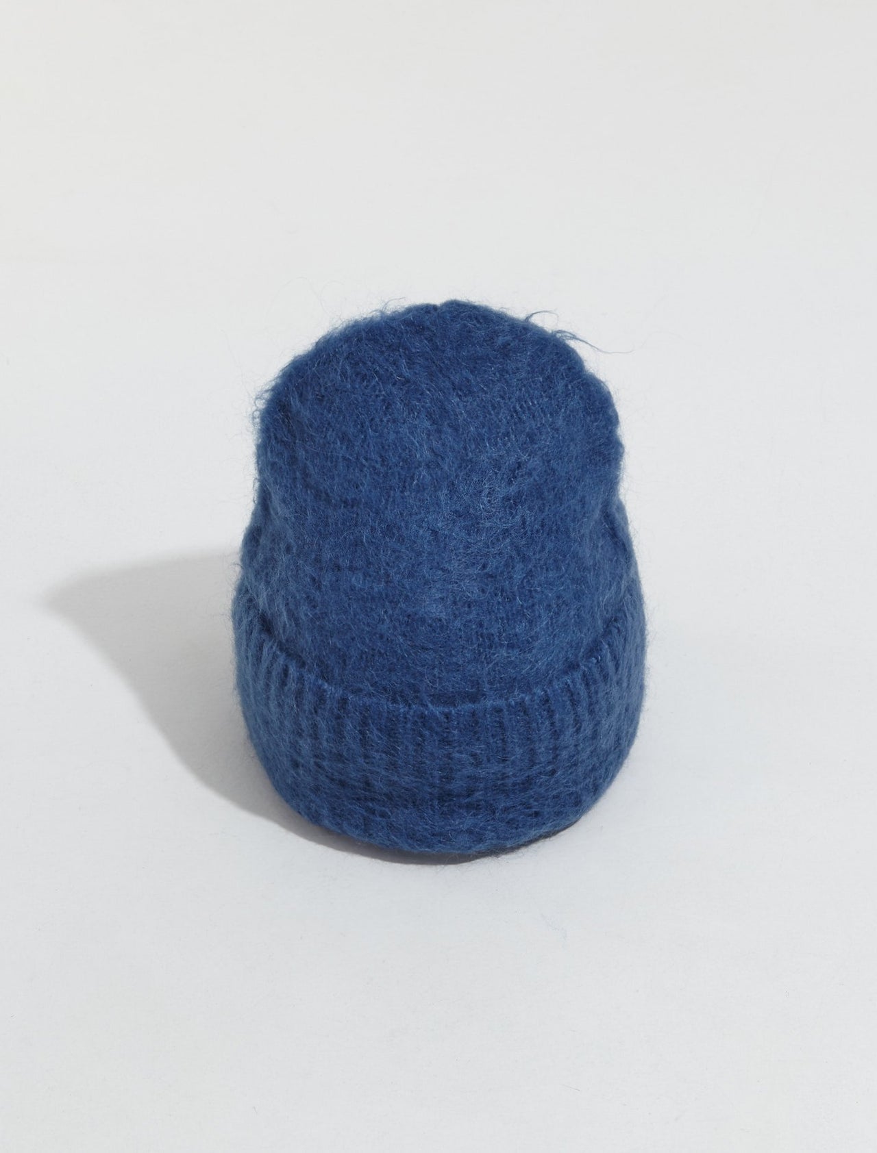 Wool Mohair Beanie in Denim Blue