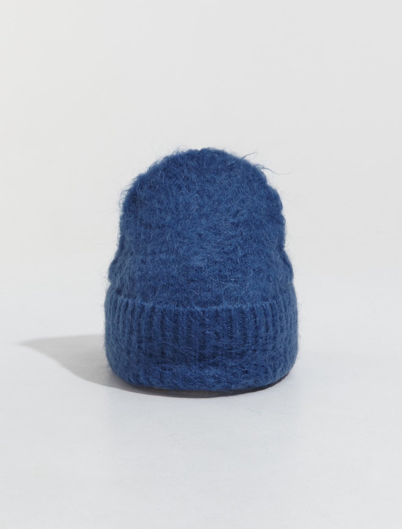 Wool Mohair Beanie in Denim Blue