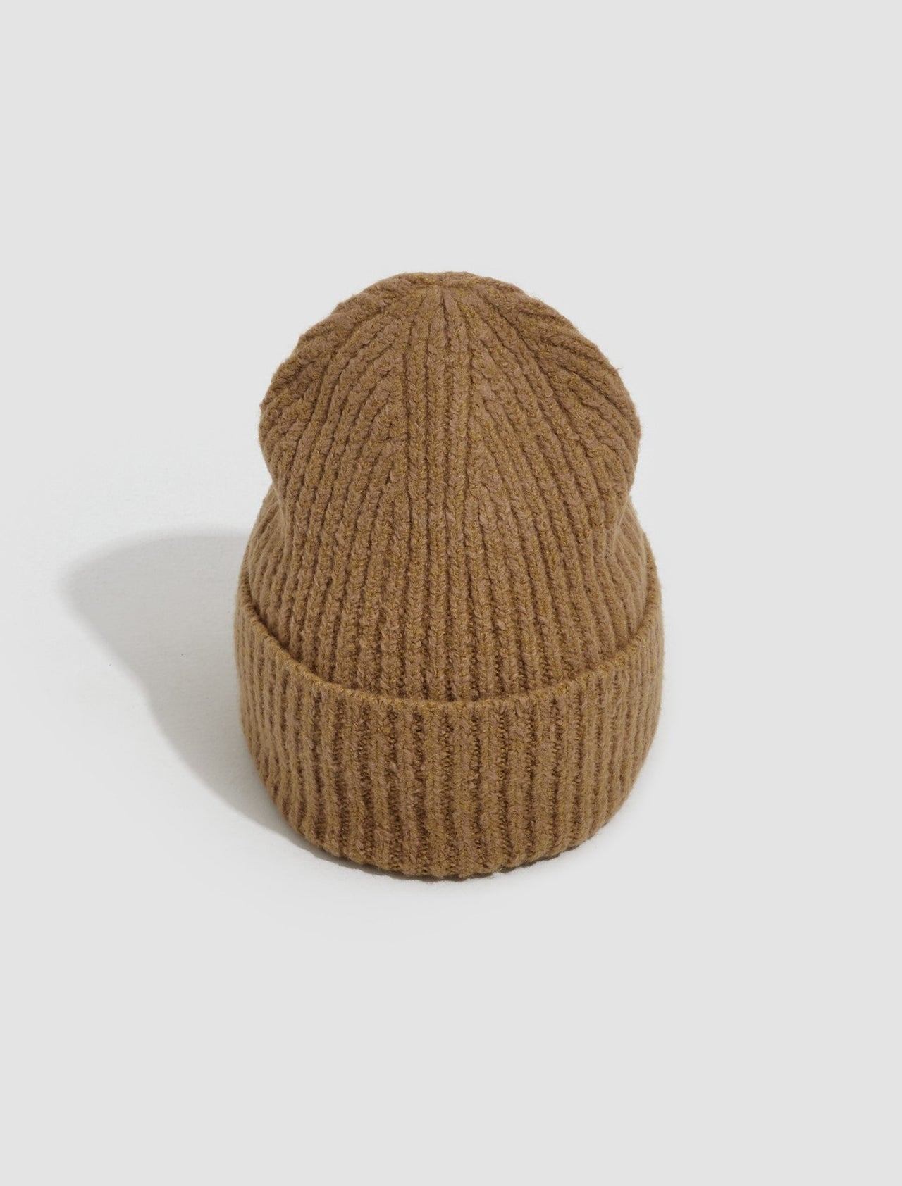 Wool Blend Beanie in Camel Brown