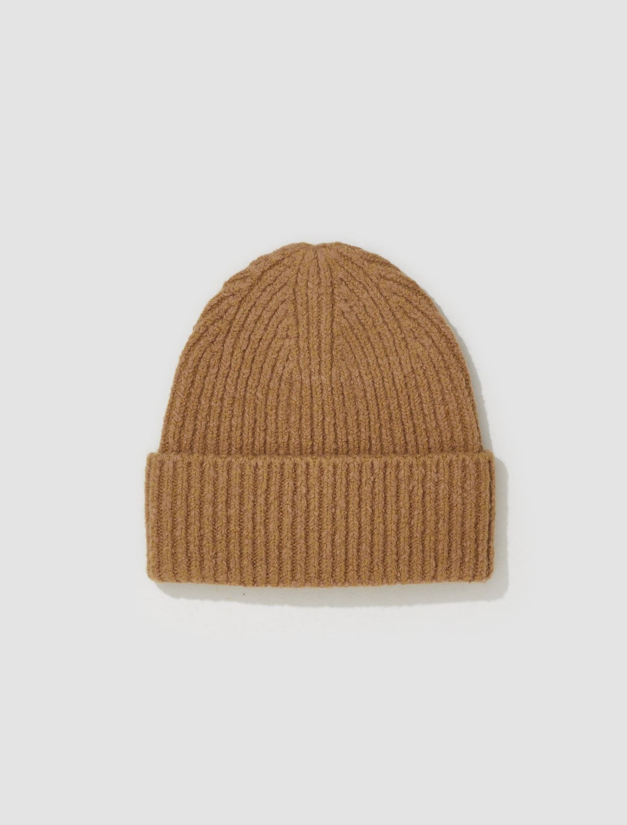 Wool Blend Beanie in Camel Brown