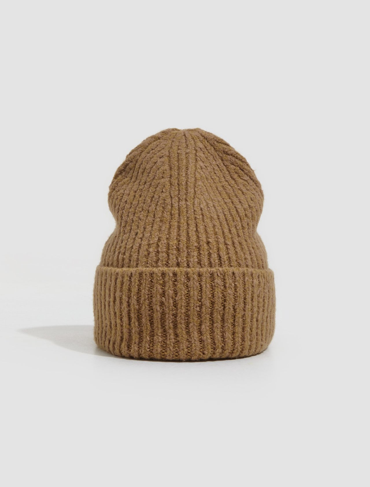 Wool Blend Beanie in Camel Brown