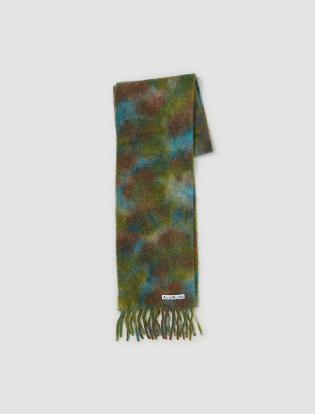 Wool Mohair Tie-Dye Scarf in Acid Green