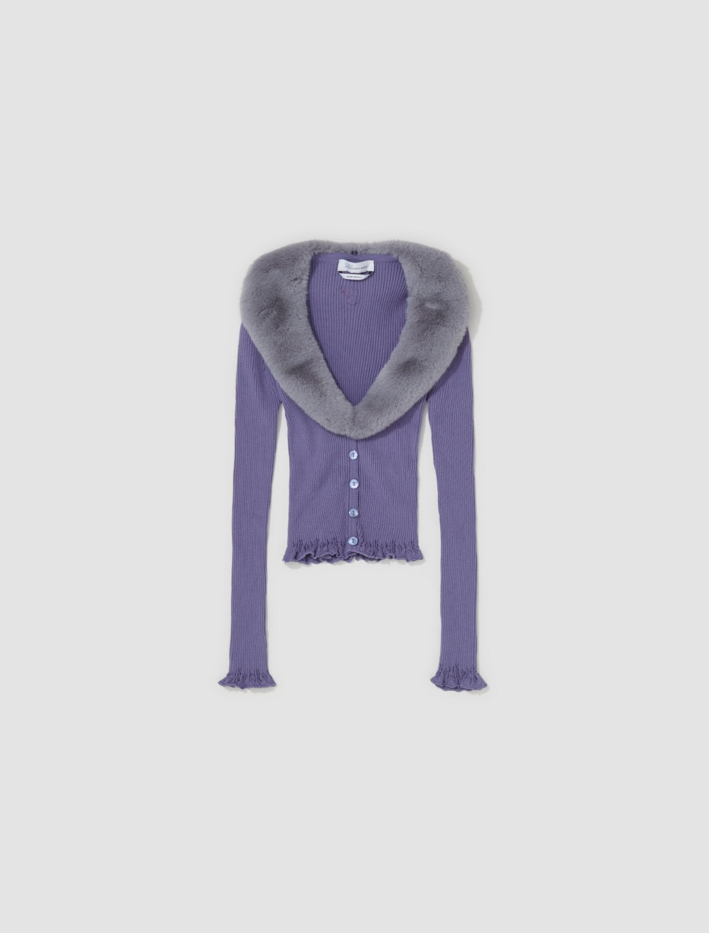 Fur Collar Cardigan in Ultraviolet