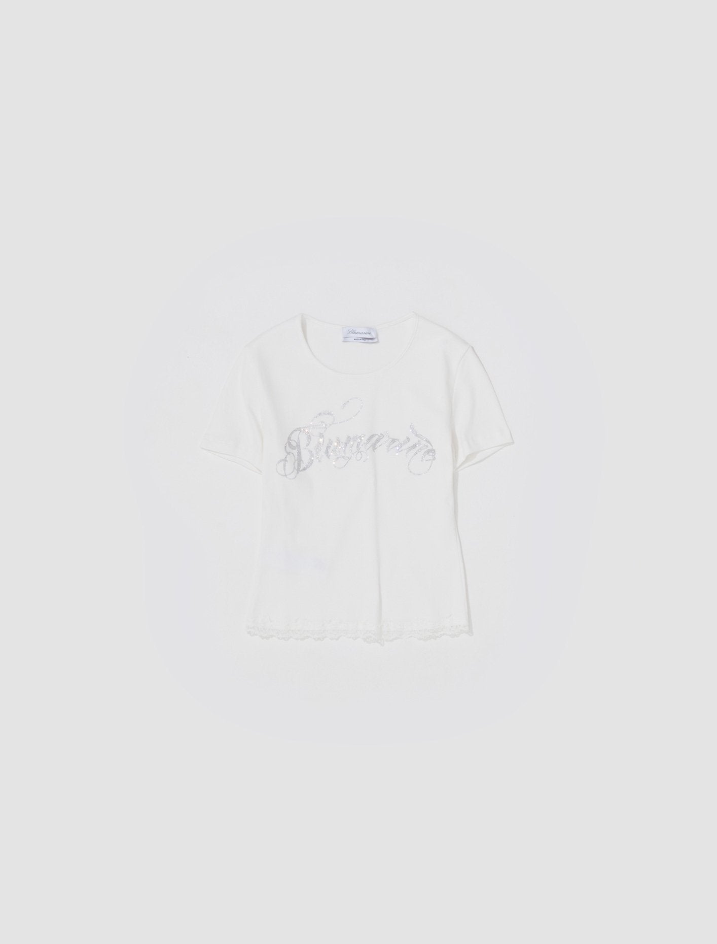 T-Shirt with Logo and Lace in White