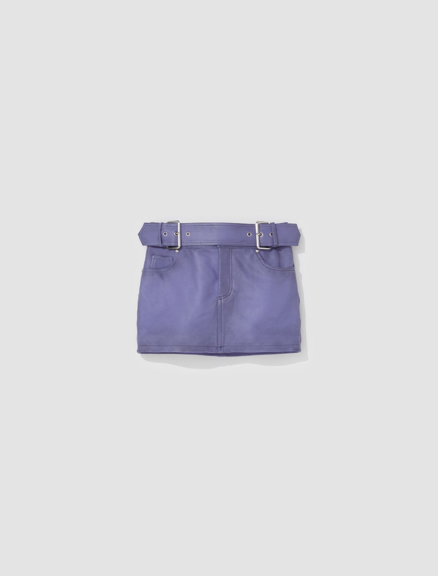 Belted Leather Skirt in Ultraviolet