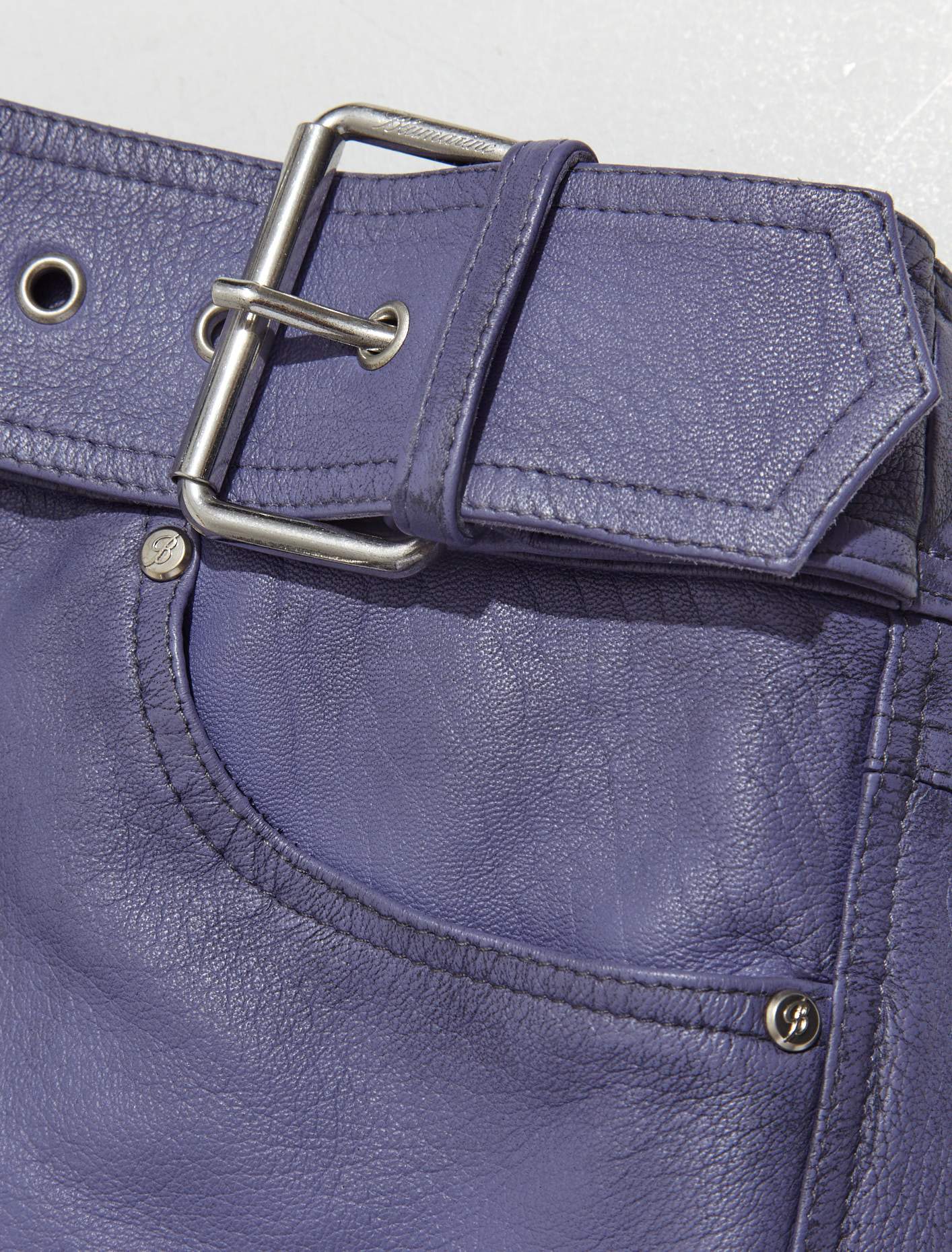 Belted Leather Skirt in Ultraviolet