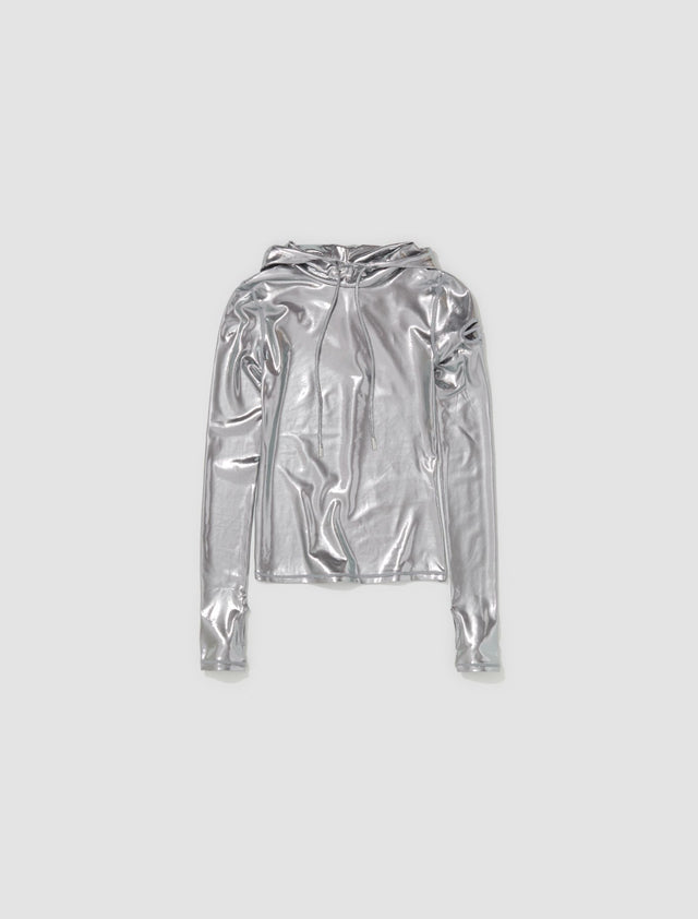 T-Metal-L1 Hooded Top in Silver Metallic