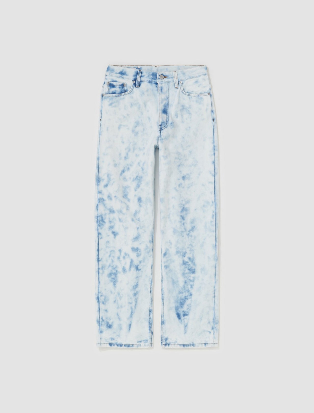 Loose Fit Straight Leg Denim Pants in Light Blue