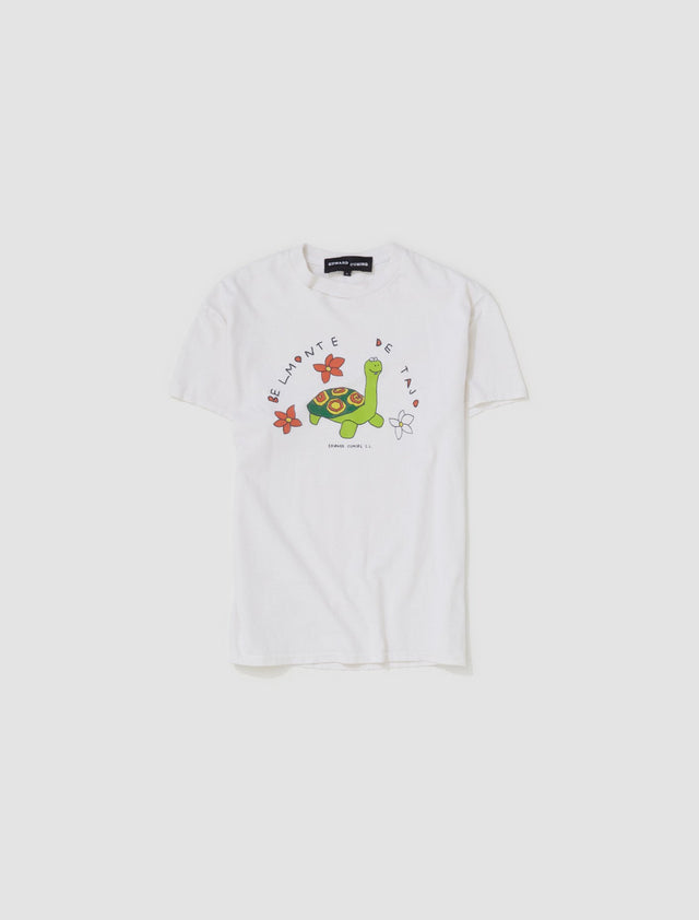 Turtle Print T-Shirt in Washed Off-White