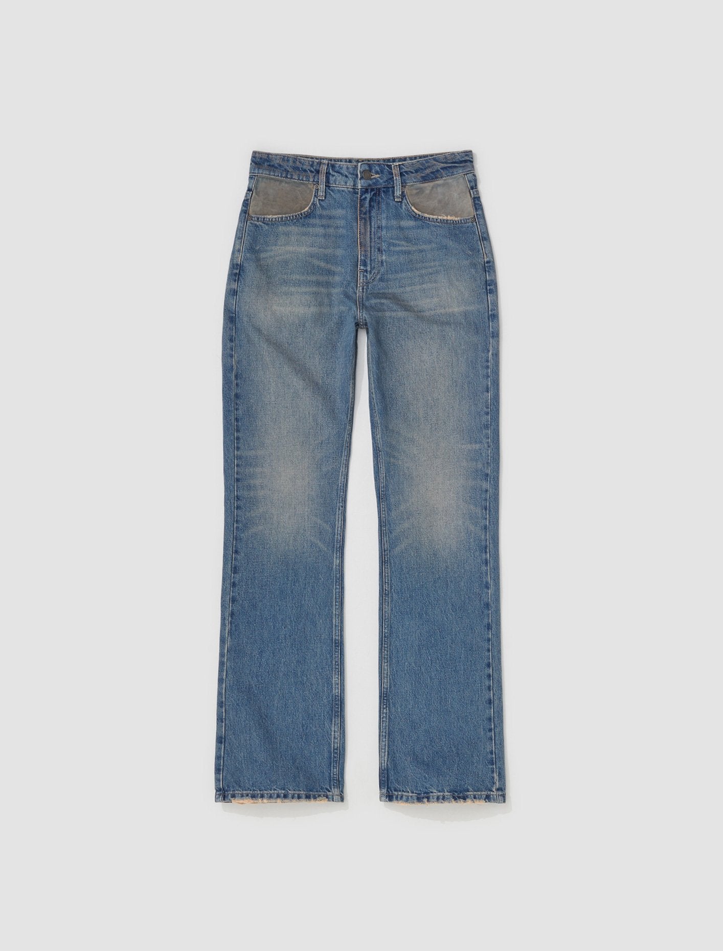 Stained Denim Flare Pants in Stained Wash