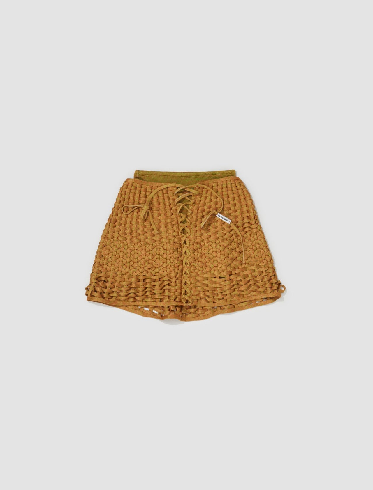 Basketweave Mini Skirt in Tangerine