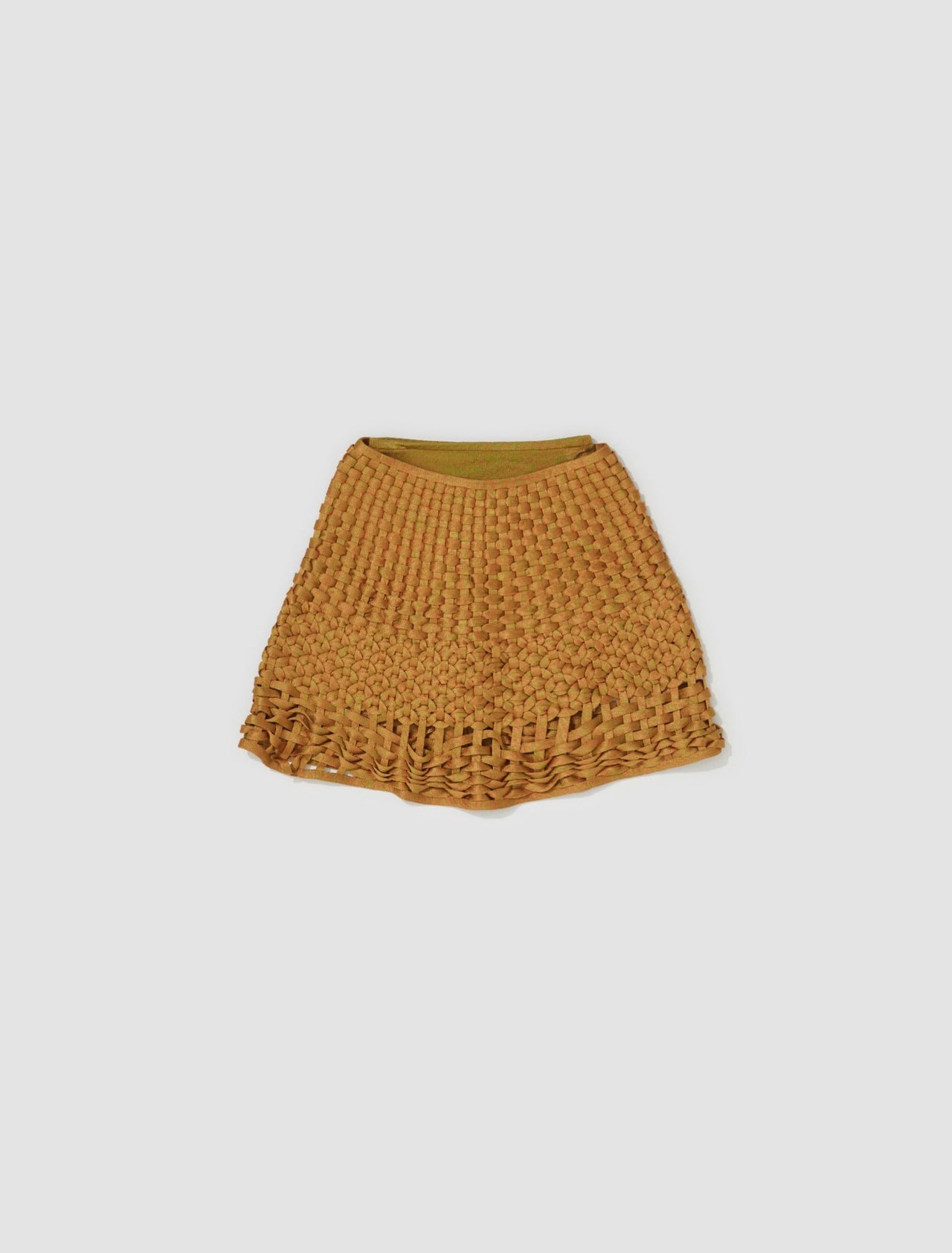 Basketweave Mini Skirt in Tangerine