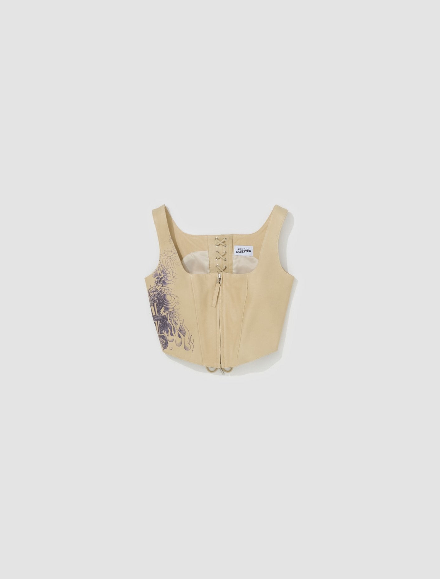 Tattoo Printed Bustier in Nude & Navy