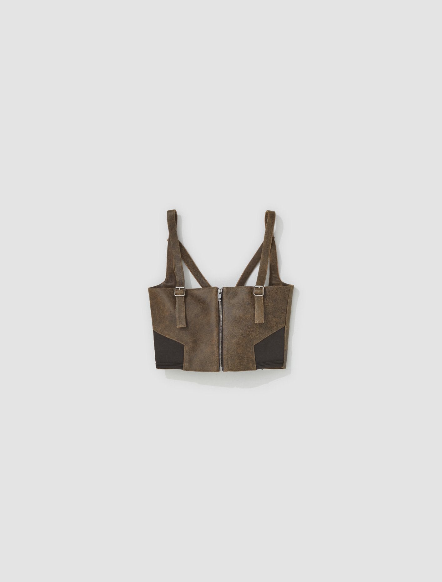 x KNWLS Leather Bustier in Brown