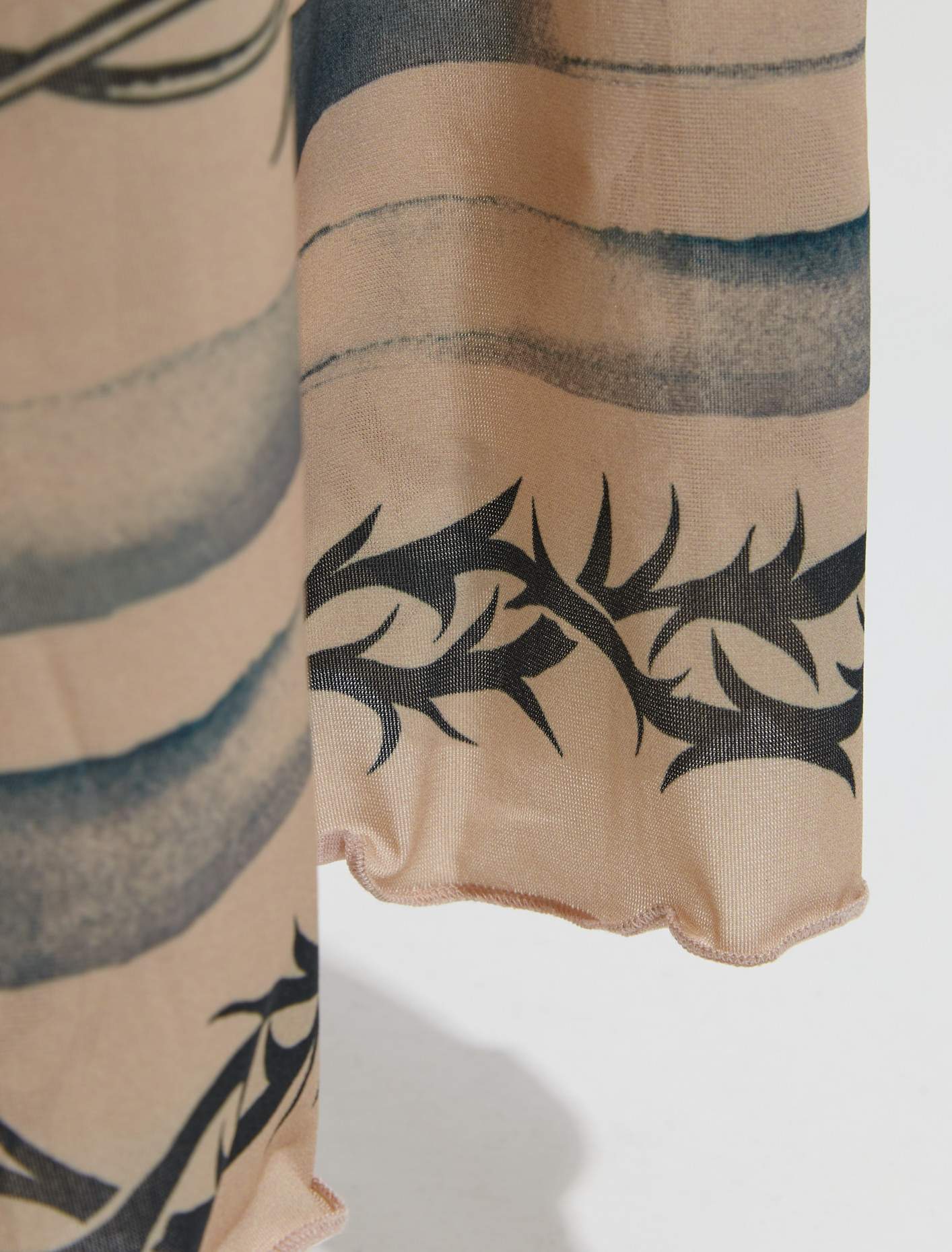 x KNWLS Trompe L'oeil Tattoo Printed Dress in Nude & Grey