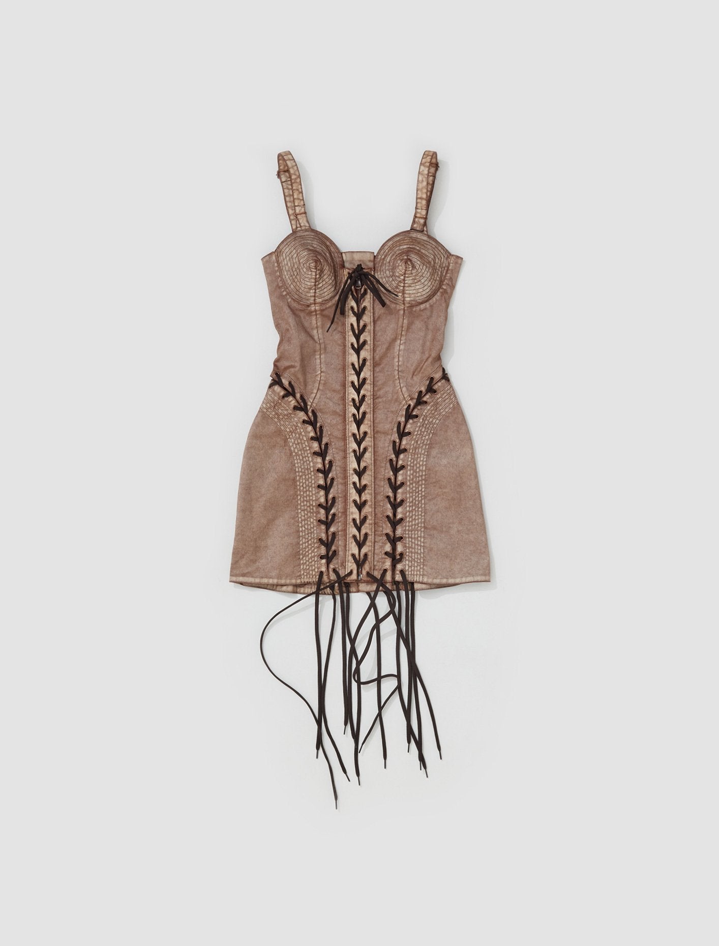 x KNWLS Conical Laced Dress in Brown & Ecru