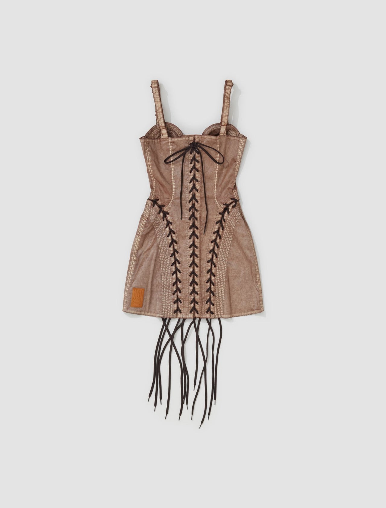 x KNWLS Conical Laced Dress in Brown & Ecru