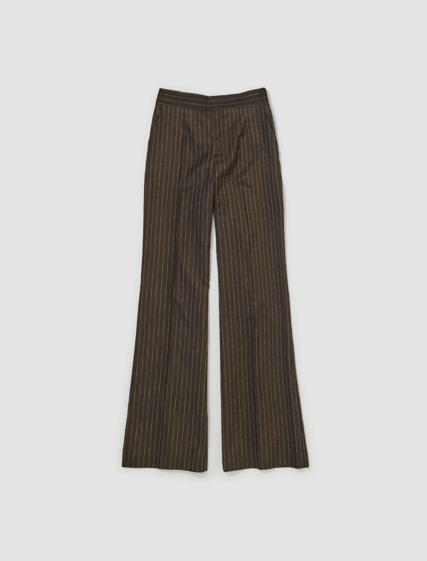 Flare Trousers in Brown & Ecru