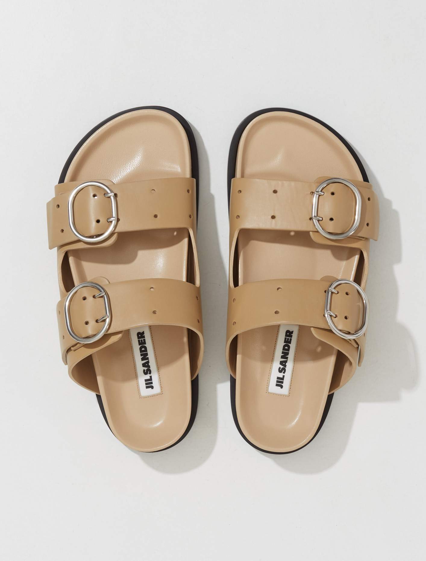 Leather Buckle Sandal in Khaki