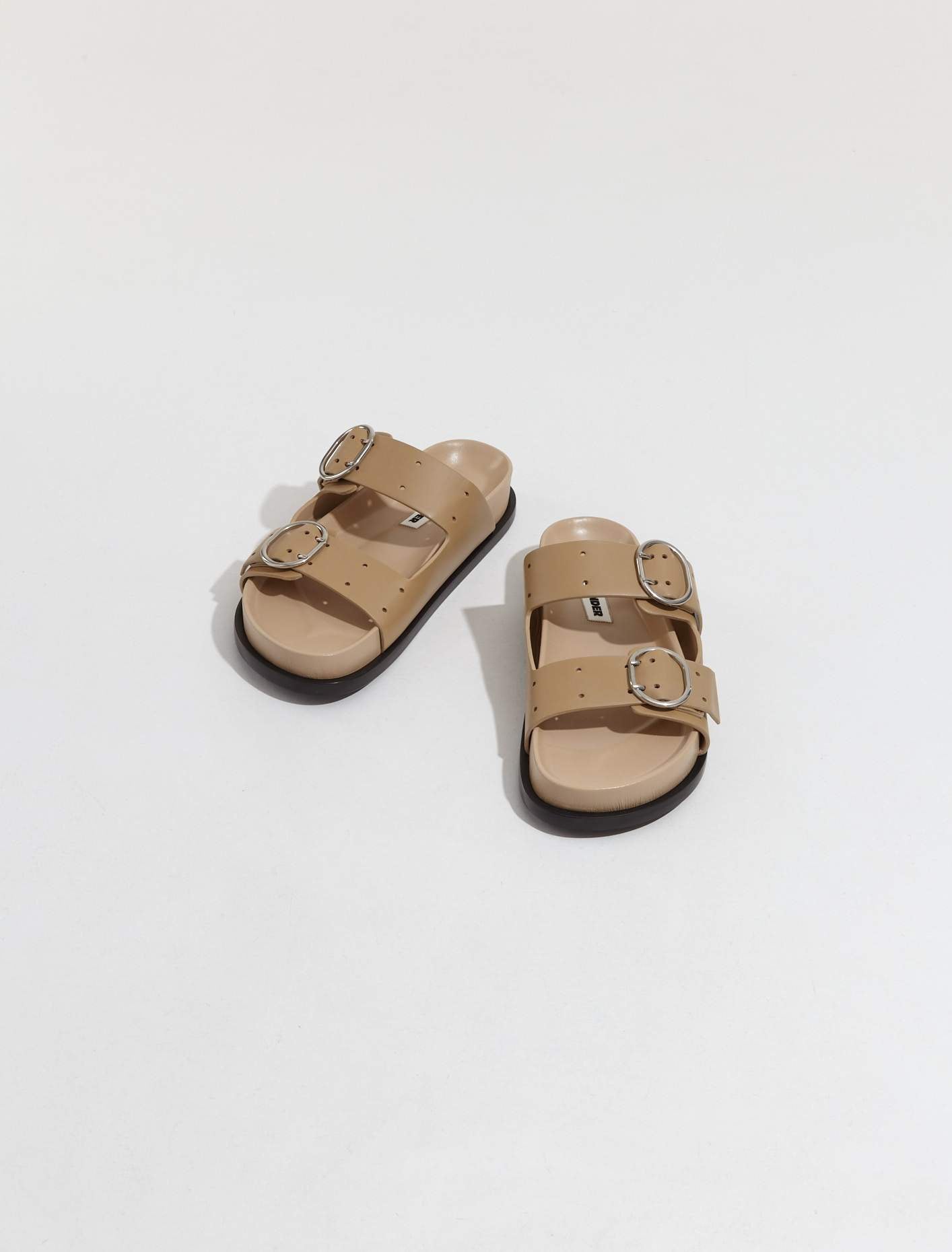 Leather Buckle Sandal in Khaki