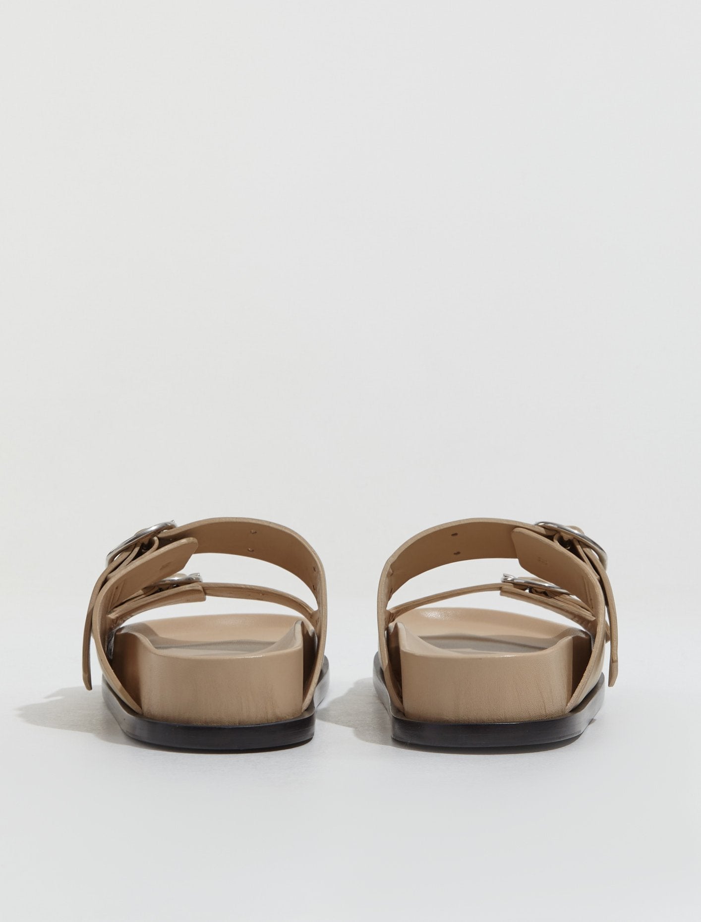 Leather Buckle Sandal in Khaki