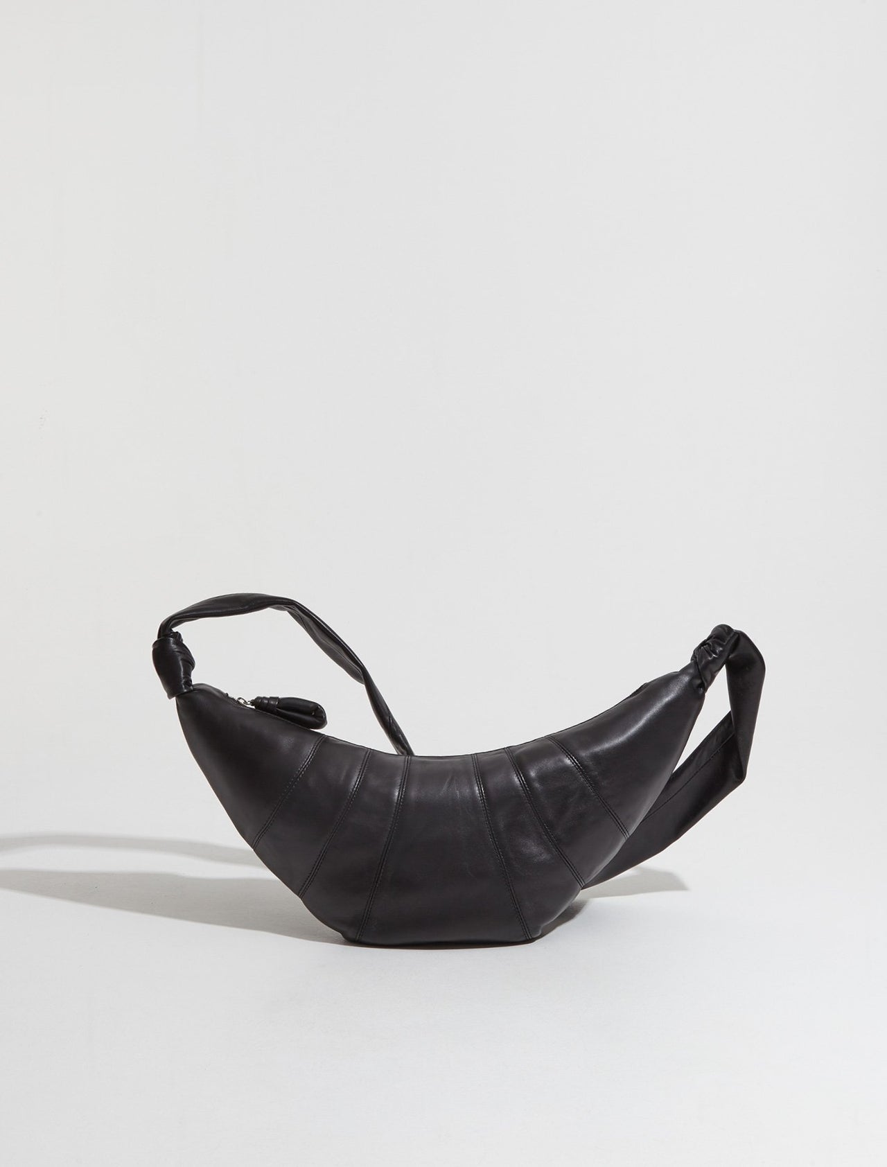 Medium Nappa Leather Croissant Bag in Black