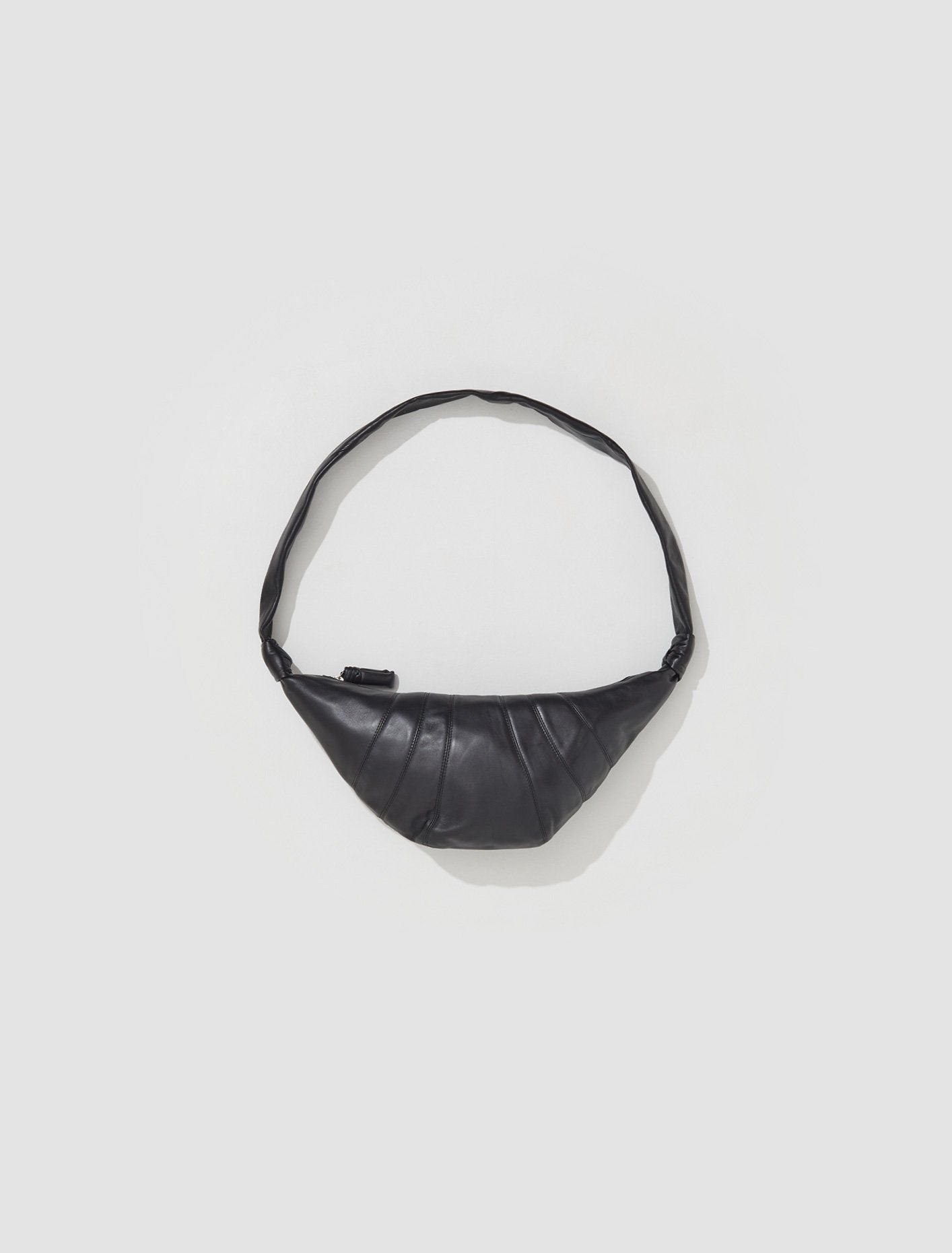 Medium Nappa Leather Croissant Bag in Black