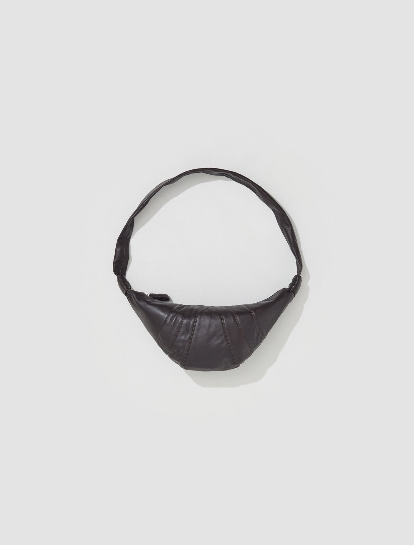 Medium Nappa Leather Croissant Bag in Dark Chocolate