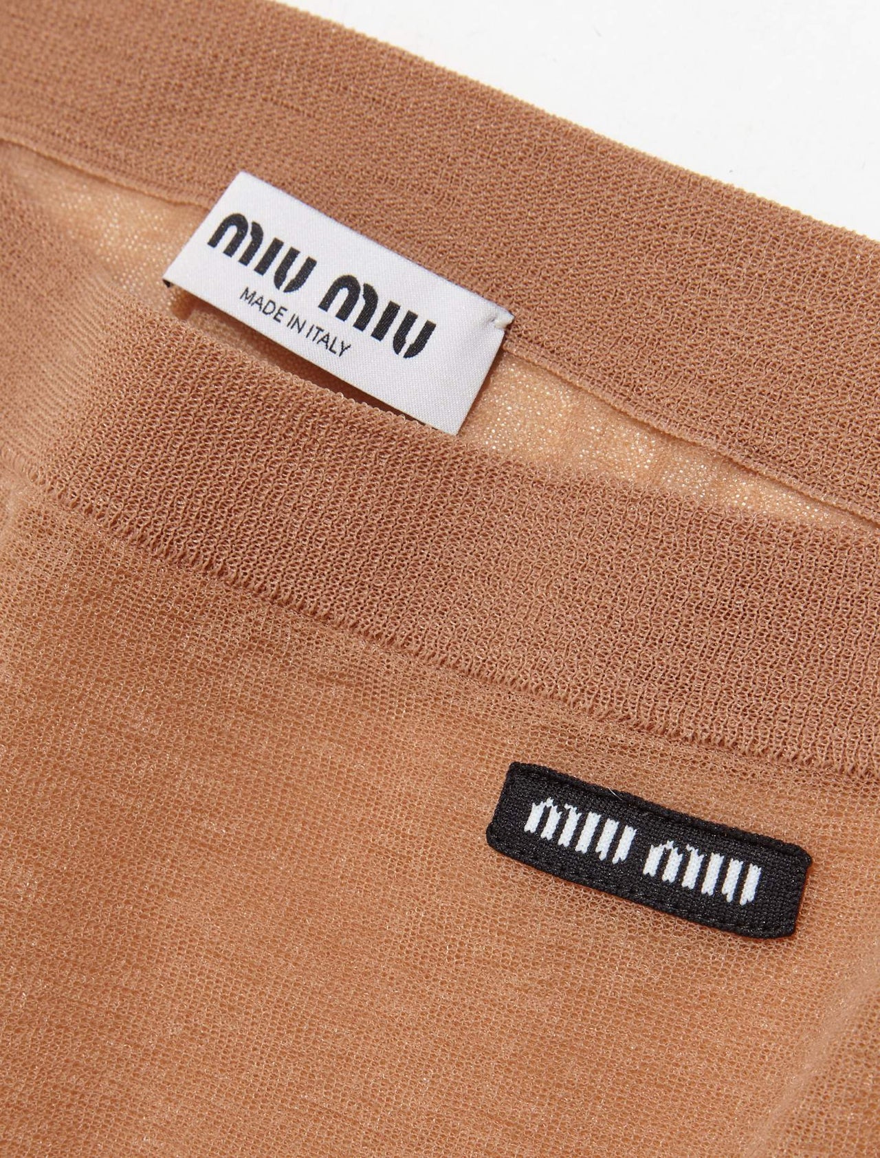 Knit Nylon Skirt in Camel