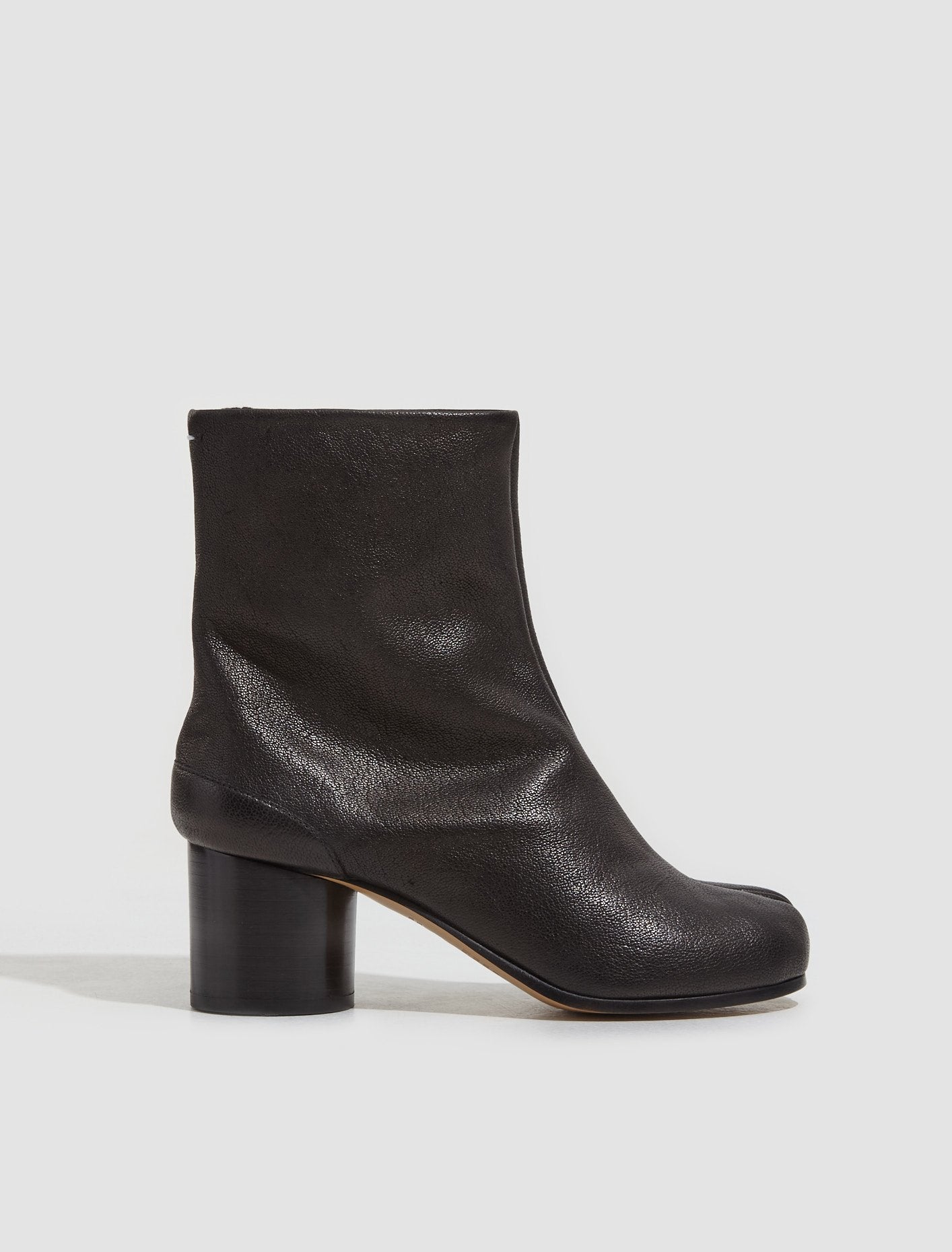 Tabi Grainy Leather Ankle Boots in Black