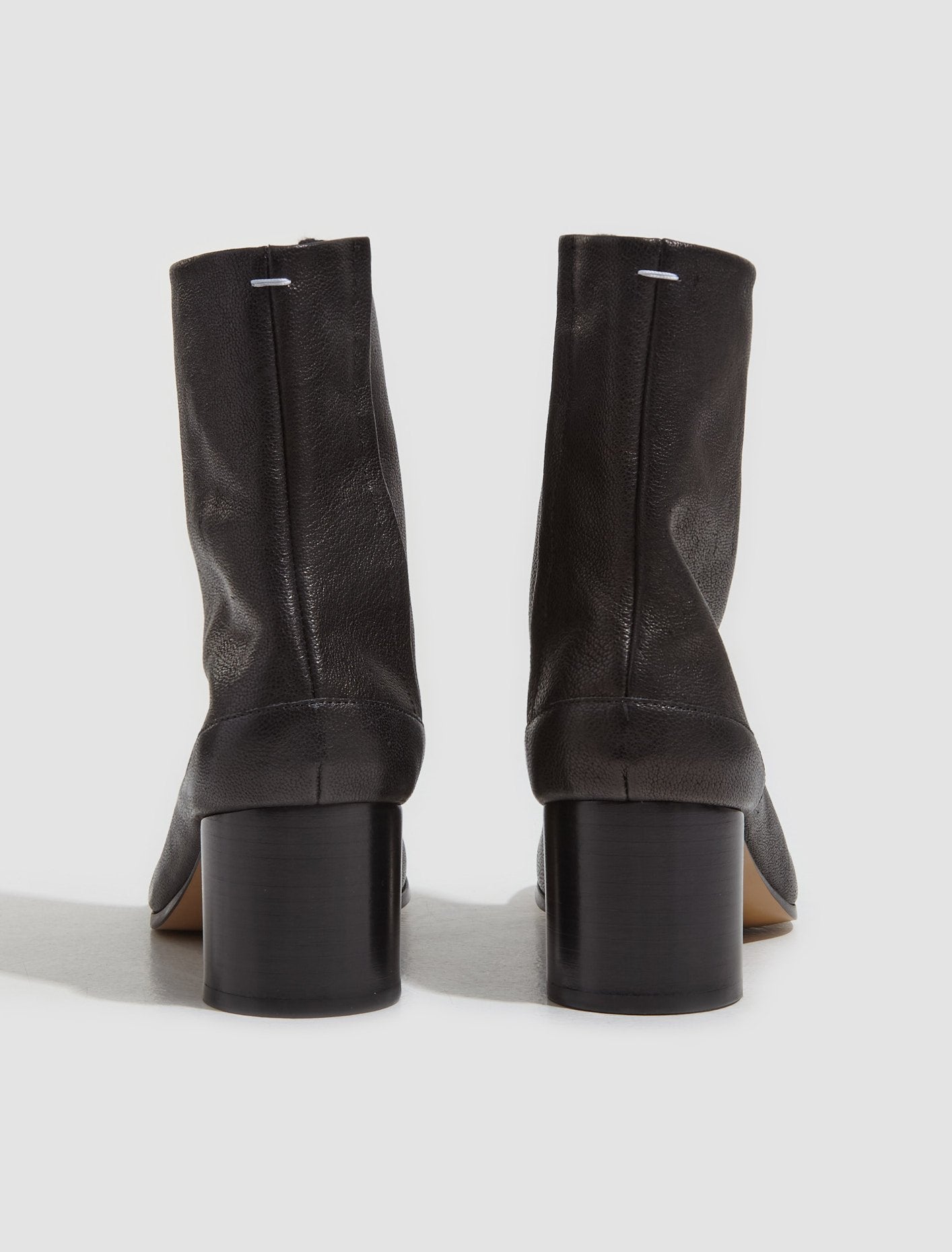 Tabi Grainy Leather Ankle Boots in Black