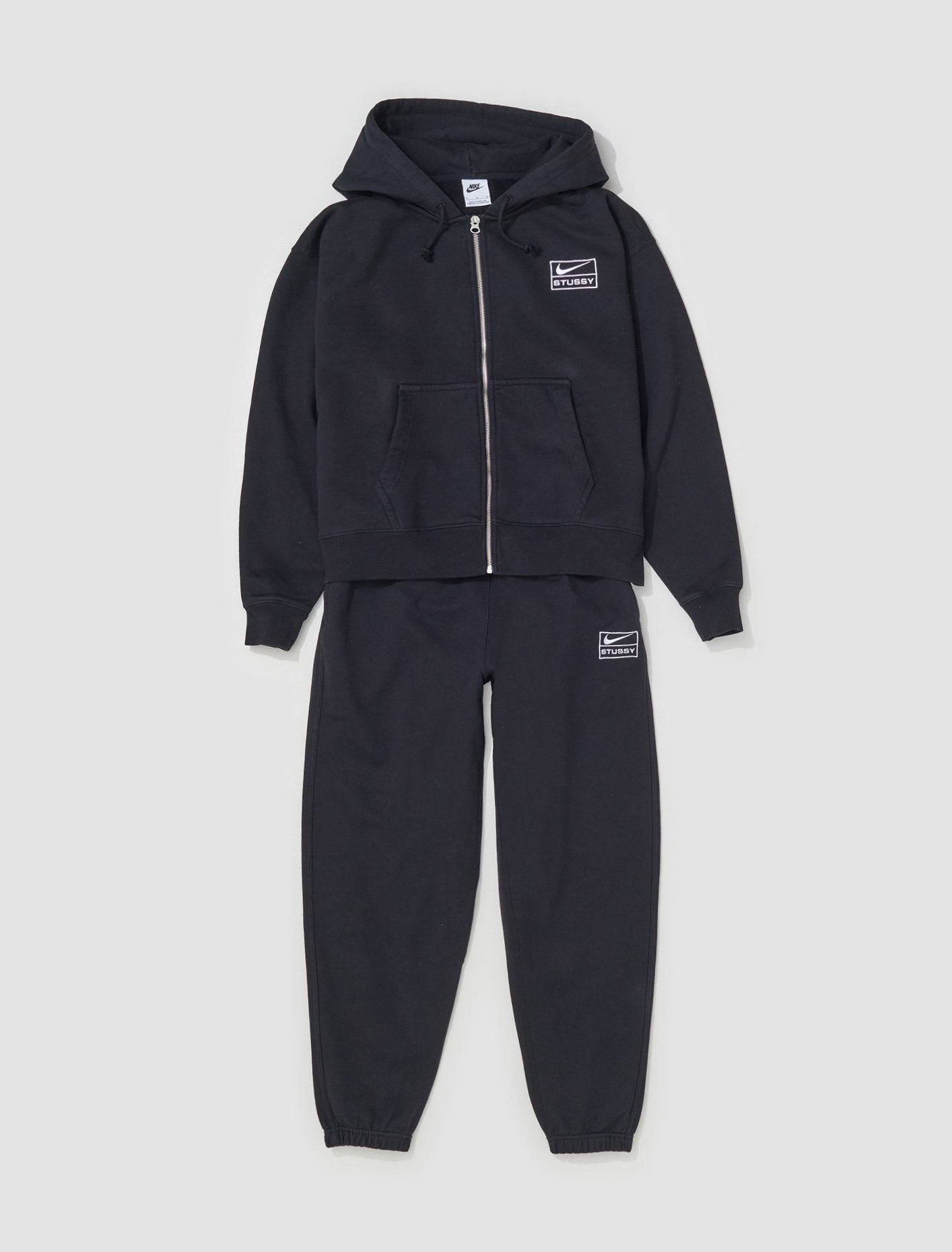 x Stüssy Full-Zip Fleece Hoodie in Black