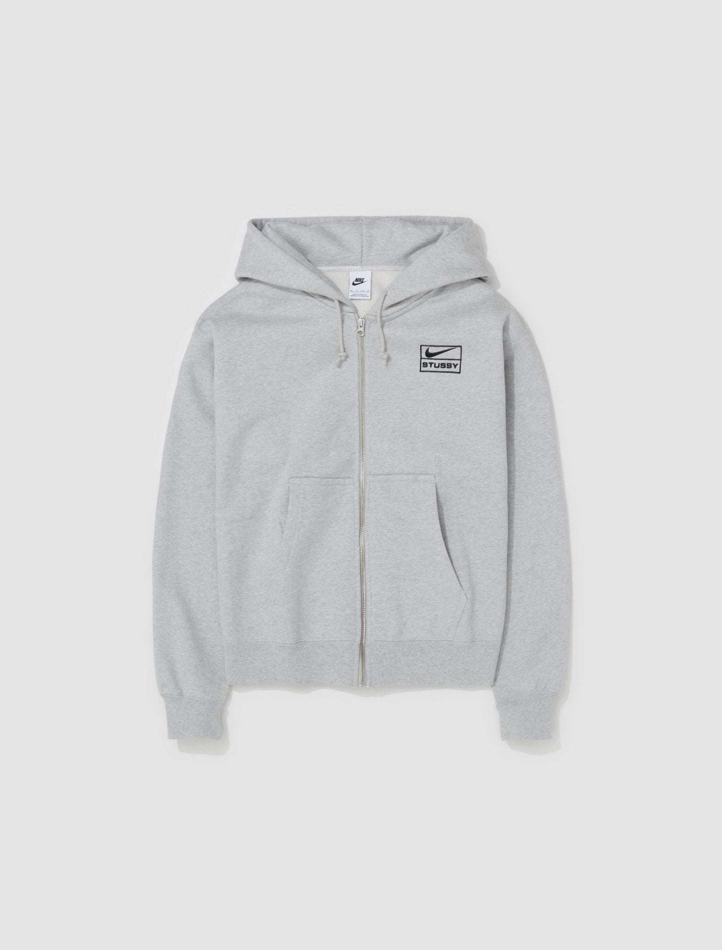 x Stüssy Full-Zip Fleece Hoodie in Grey Feather