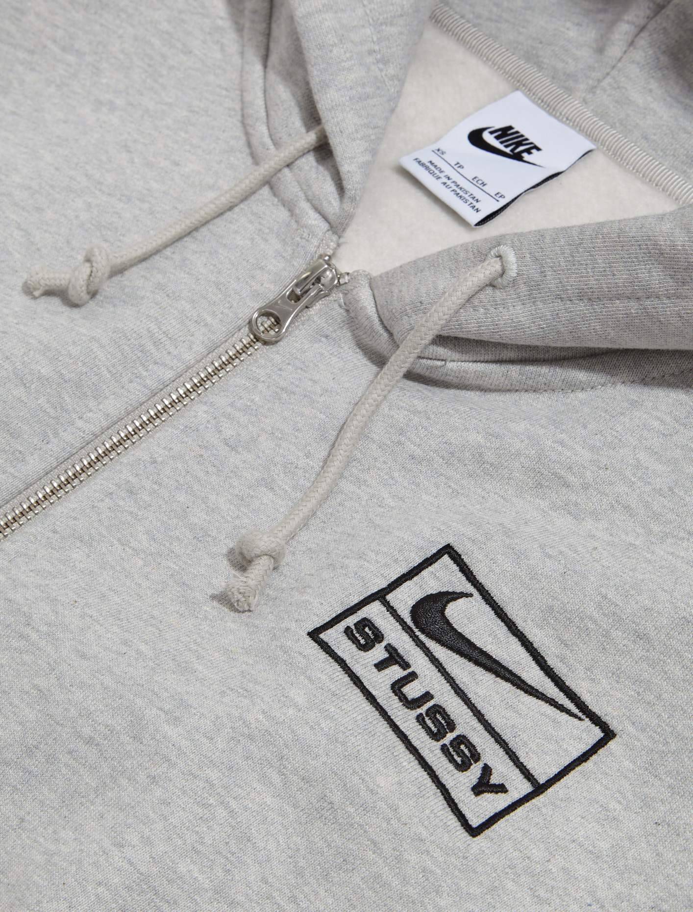 x Stüssy Full-Zip Fleece Hoodie in Grey Feather