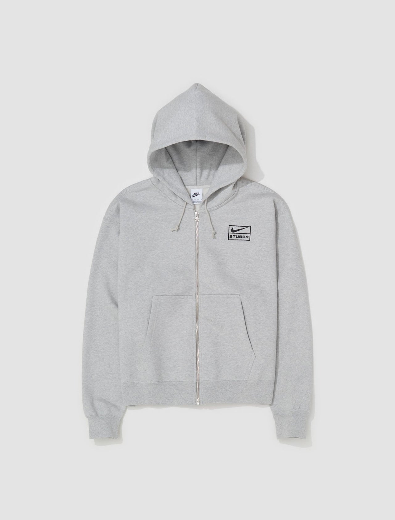 x Stüssy Full-Zip Fleece Hoodie in Grey Feather