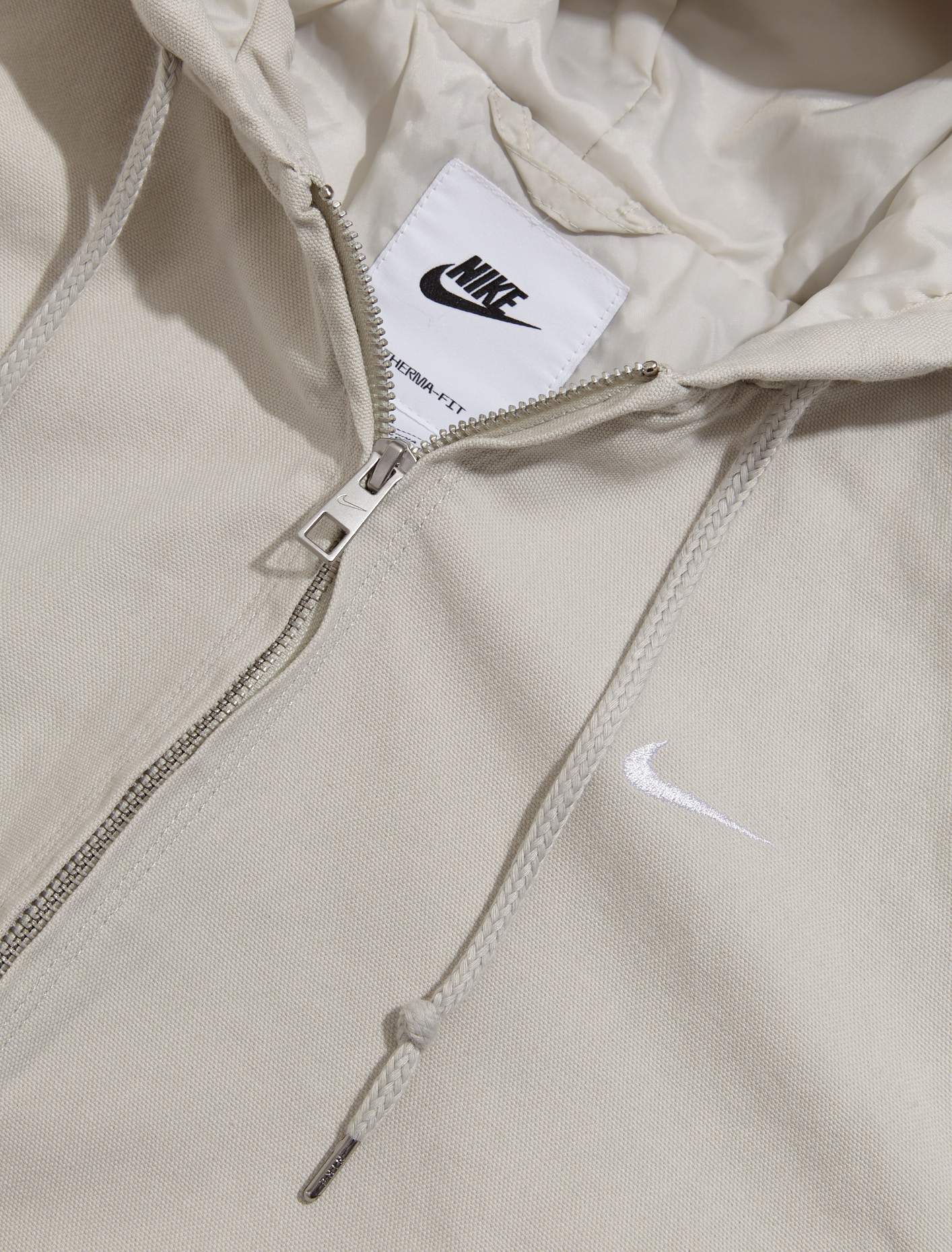 Padded Hooded Jacket in Light Bone