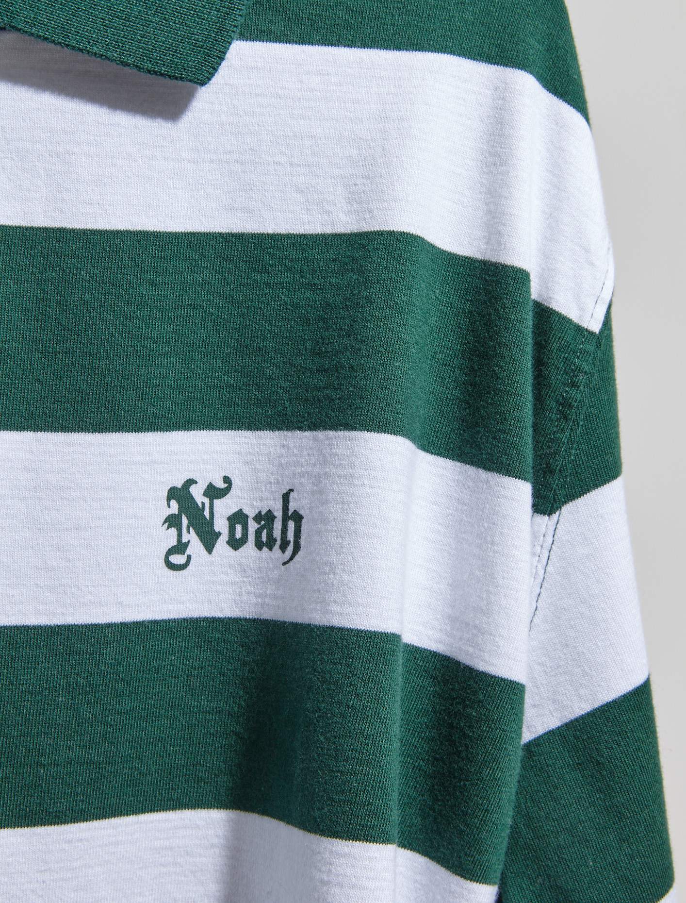 Jersey Long Sleeve Polo in Green & White