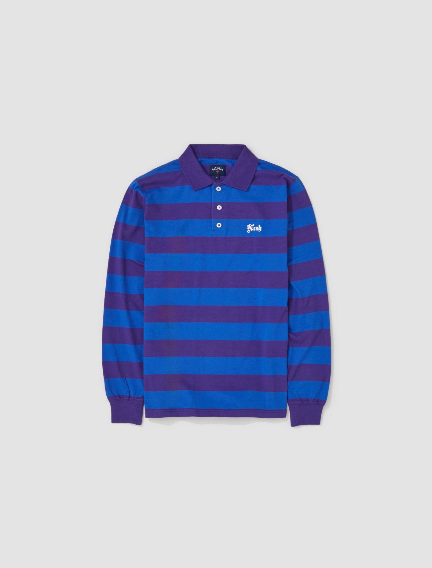 Jersey Long Sleeve Polo in Purple & Royal