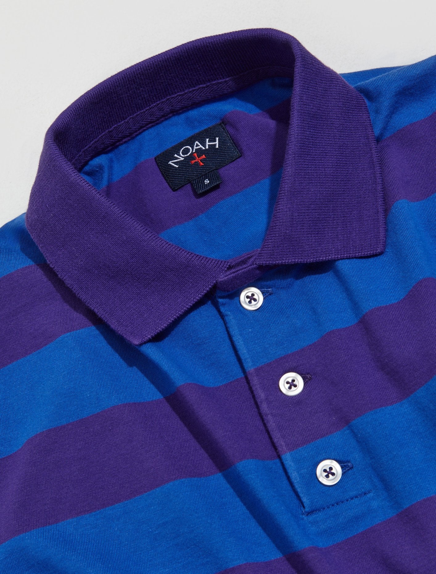 Jersey Long Sleeve Polo in Purple & Royal