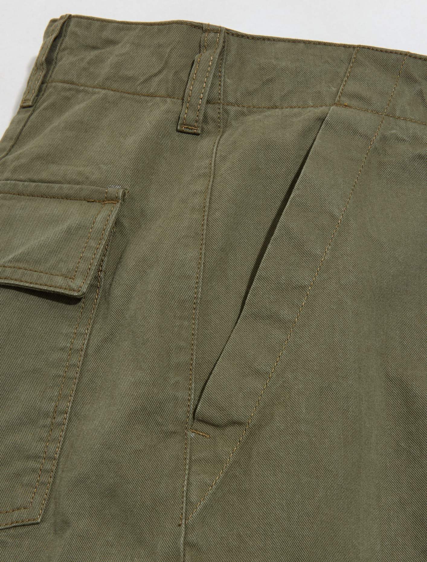 Pleated Fatigue Pants in Army Green