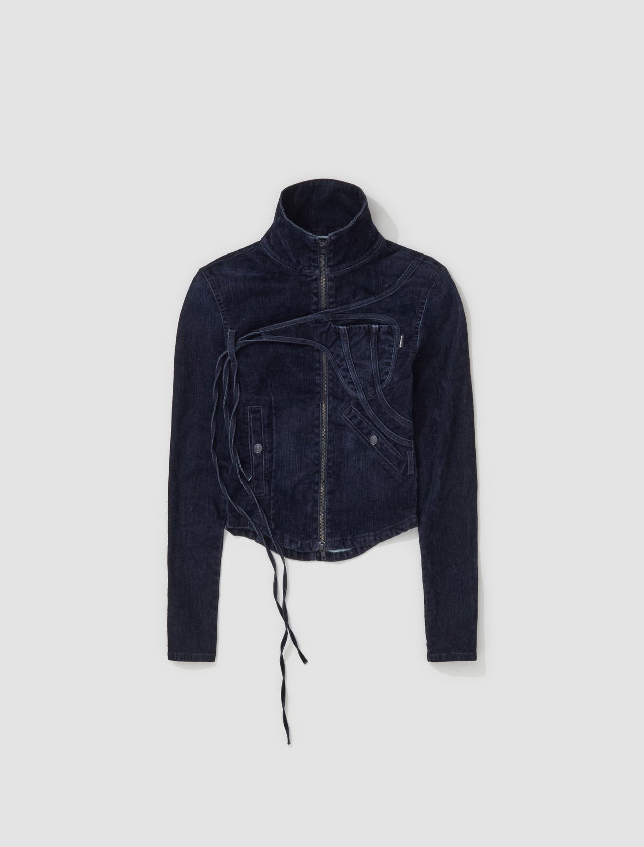 Fitted Velvet Denim Jacket in Midnight Blue