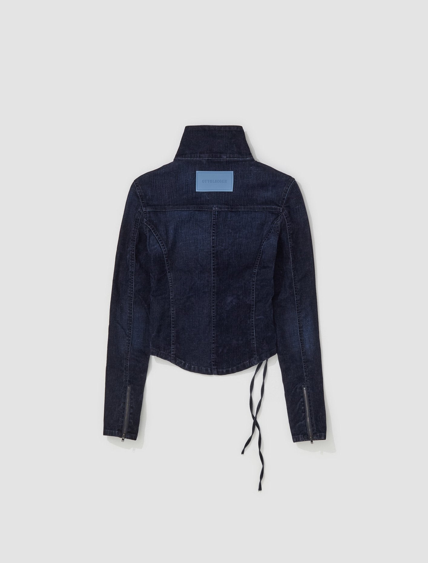 Fitted Velvet Denim Jacket in Midnight Blue