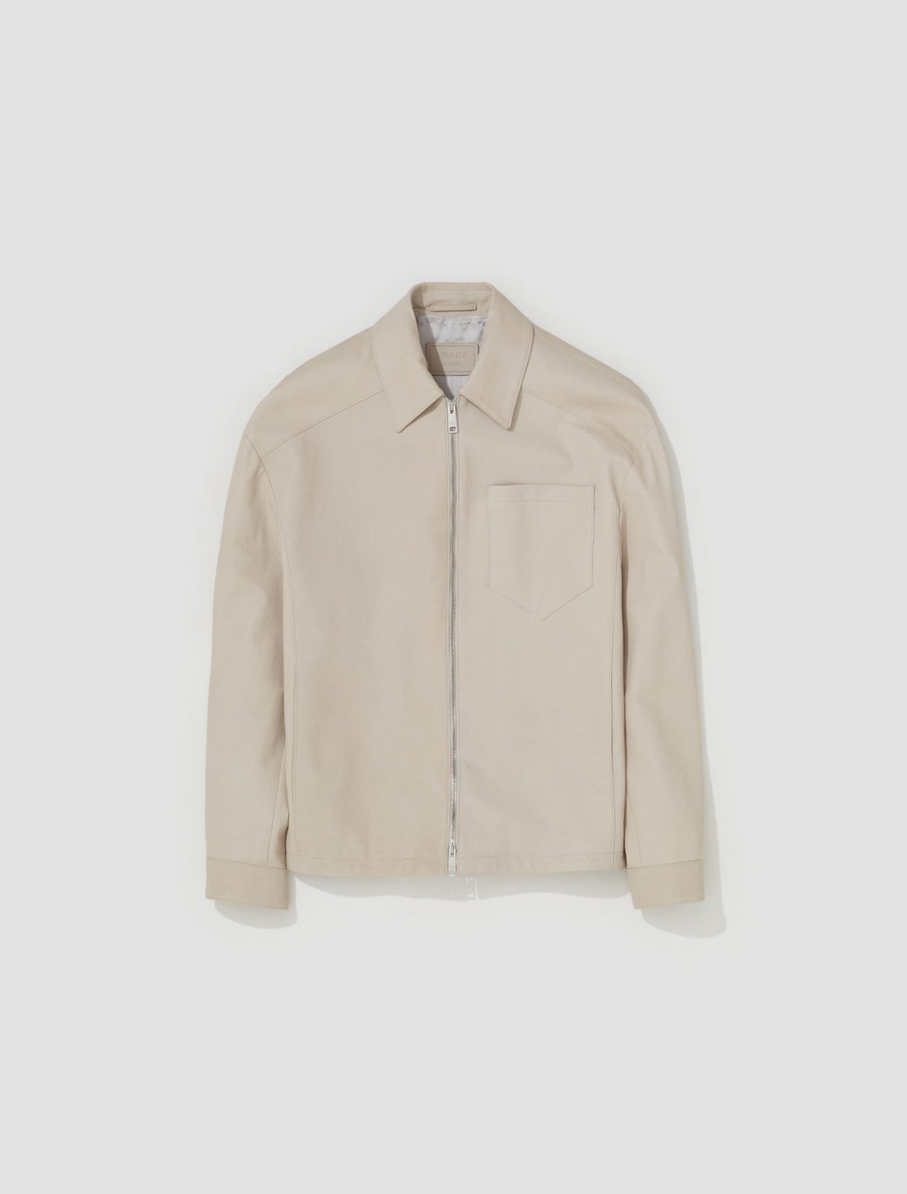 Leather Shirt Jacket in Cream